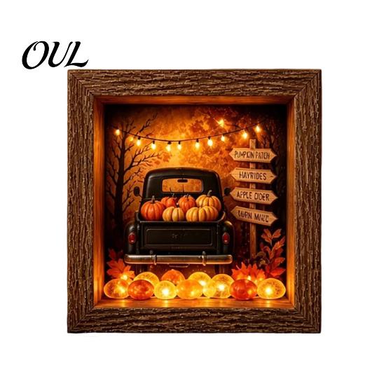 Craft Gifts for Adults DIY Lighted Halloween Ghost Shadow Box Kit, Wooden Frame LED Warm Light, Gothic Bedroom Decor Memory with Crystal Glass Panel,