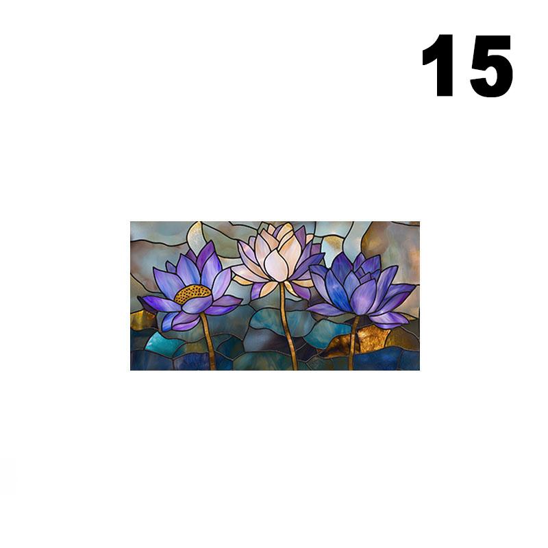 European Style Oil Painting Art Privacy Window Film Waterproof Sun-proof Church Stained Glass Film Lotus Pattern Window Stickers