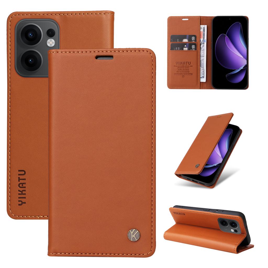 For Oppo Reno13 F 5G (Reno 13 FS 5G)/4G Phone Cases YIKATU Magnetic Closure PU Leather Mobile Cover