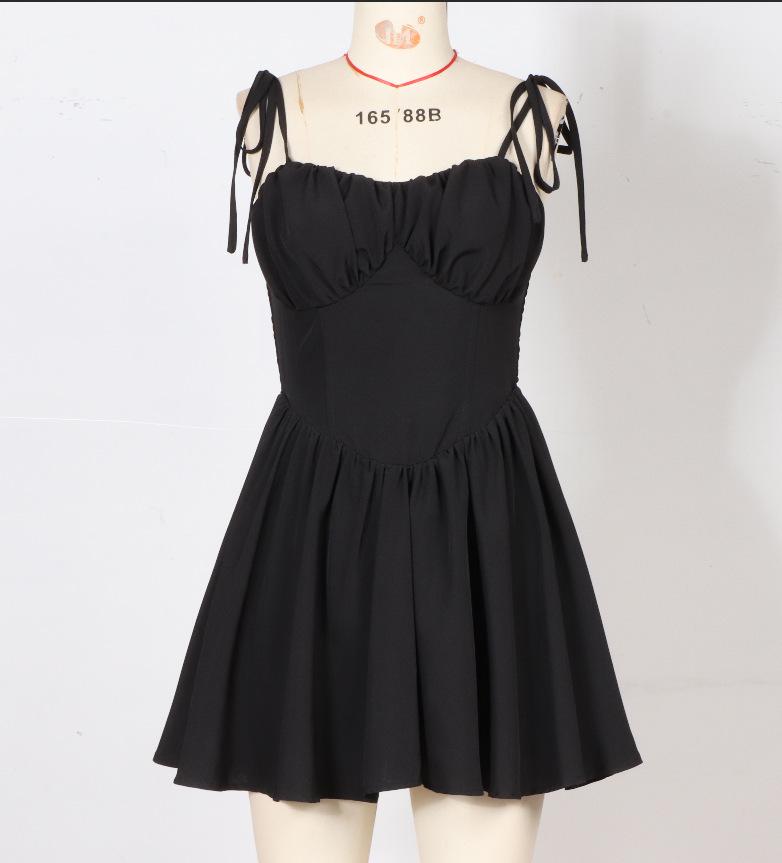 Spring/Summer Fashion: Sexy Strapless Waist-Cinching Lace-Up Short Dress for Women