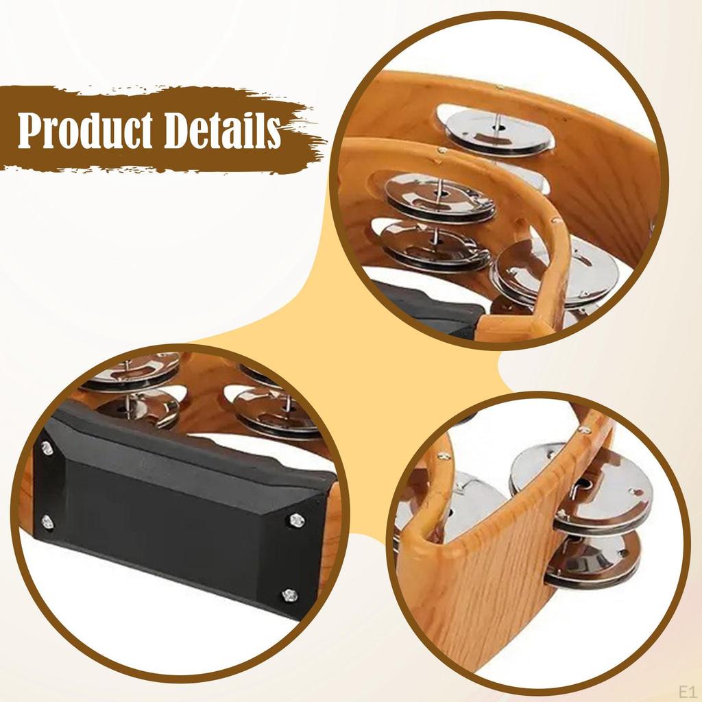 Double Row Tambourine Percussion Instrument Versatile Handheld Metal Ergonomic Grip for Kids Adults