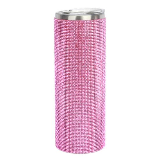 

20oz/600ml Water Leak-proof Bottle Creative Stainless Steel Rhinestone Studded Straw Cup Household Supplies розовый