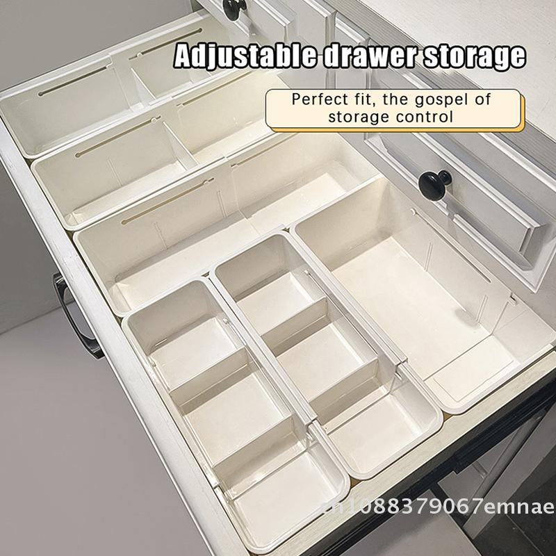 1PC Telescopic Pull-out Storage Box Drawer Plastic Organizer for Bedroom Study Cosmetic Partition Home Storage Solution