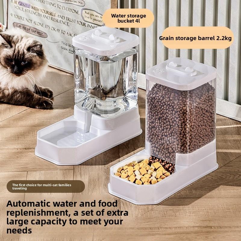 Large-capacity pet water dispenser for cats, non-electric automatic cat feeder, anti-spill