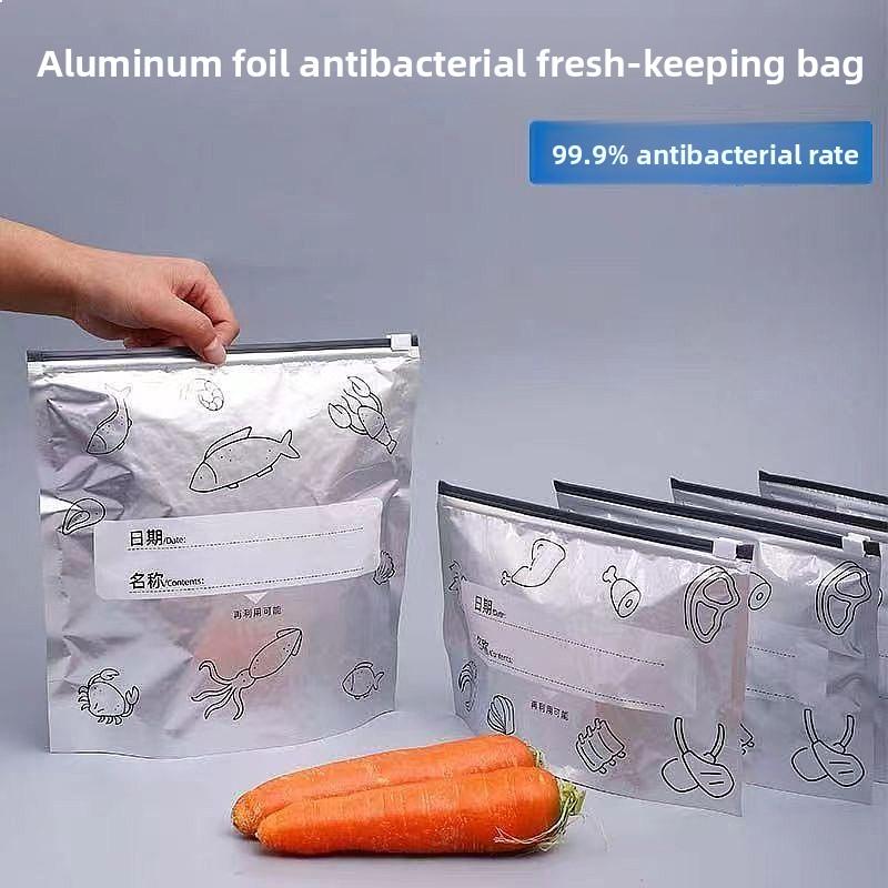 Food Grade Aluminum Foil Ziplock Storage Bag Thick Sealed Fresh Lock Food Packaging Pouch Thickened Reusable