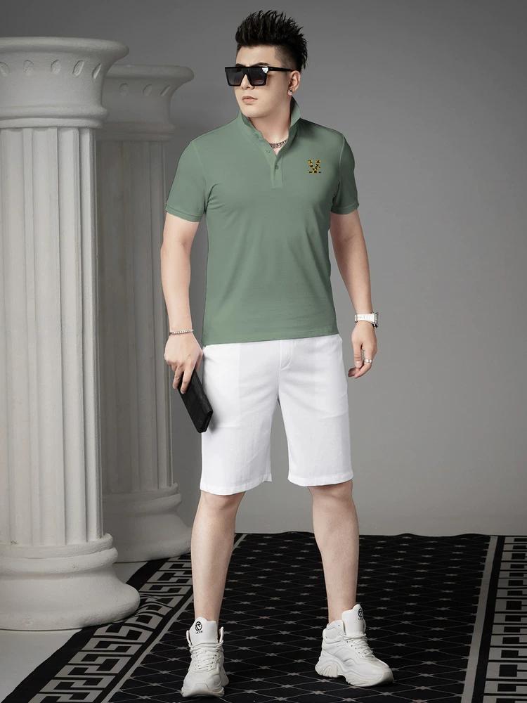 European Station 2025 Summer New Style Men's Trendy Printed Short Sleeve Polo Shirt Slim Fit Half Sleeve T-Shirt