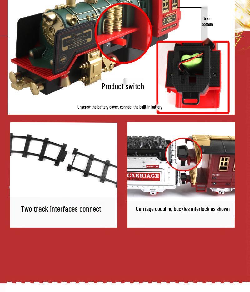 Remote Control Track Car with Smoke, Music & Lights - Christmas Train Toy for Kids