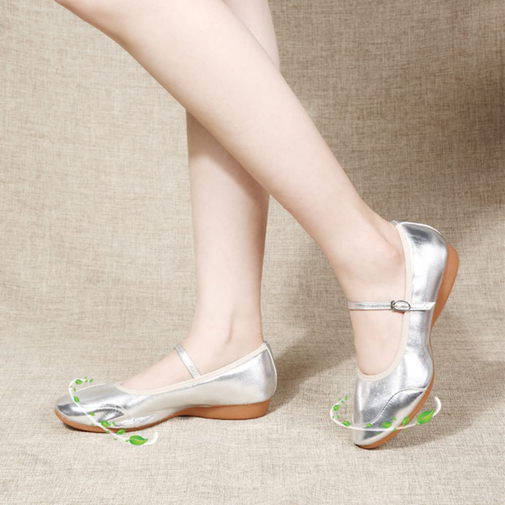 [Gengzee] Women's Dance Shoes, Social Dance Shoes, Ladies' Modern Latin Shoes, Adult Jazz Dance Shoes, Women's Dance Sneakers, Dance Shoes, Silver, 23