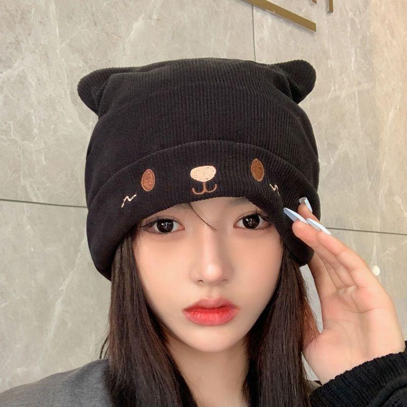 Winter milliner knitted wool confinement hat stack hat thermal cover cold hat Aesop cartoon cat ears