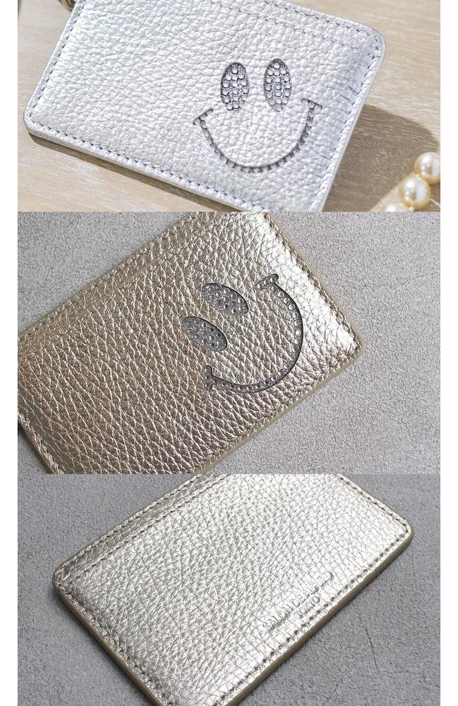 Pass Case with Reel Pass Case for Women IC Card Case Card Case with Reel Pass Case for Women Smile Leather Cute Stylish Popular Present Entrance