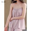 Xuan Liang [with chest cushion] Women's summer thin ice silk camisole shorts pure lace home suit set
