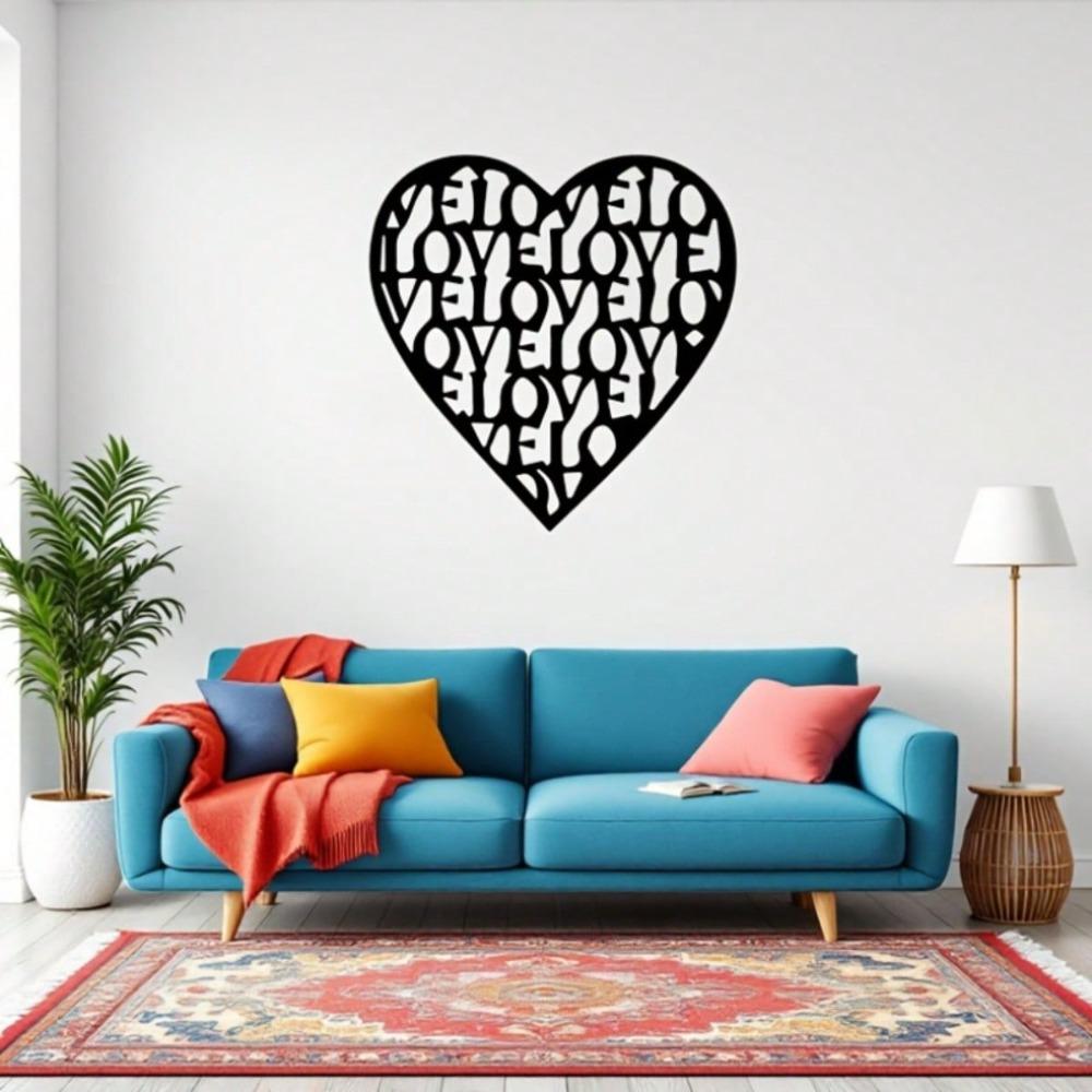 Geometric Heart Metal Wall Art Modern Iron Decor Living Room Home Gift Valentine Anniversary Housewarming