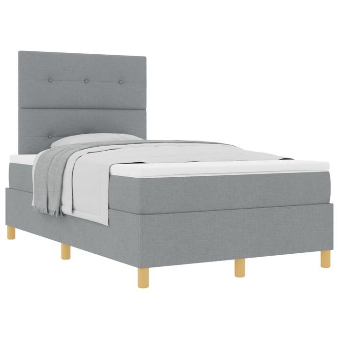 VidaXL Lit à ressorts avec matelas gris clair petit lit double en tissu 3339602