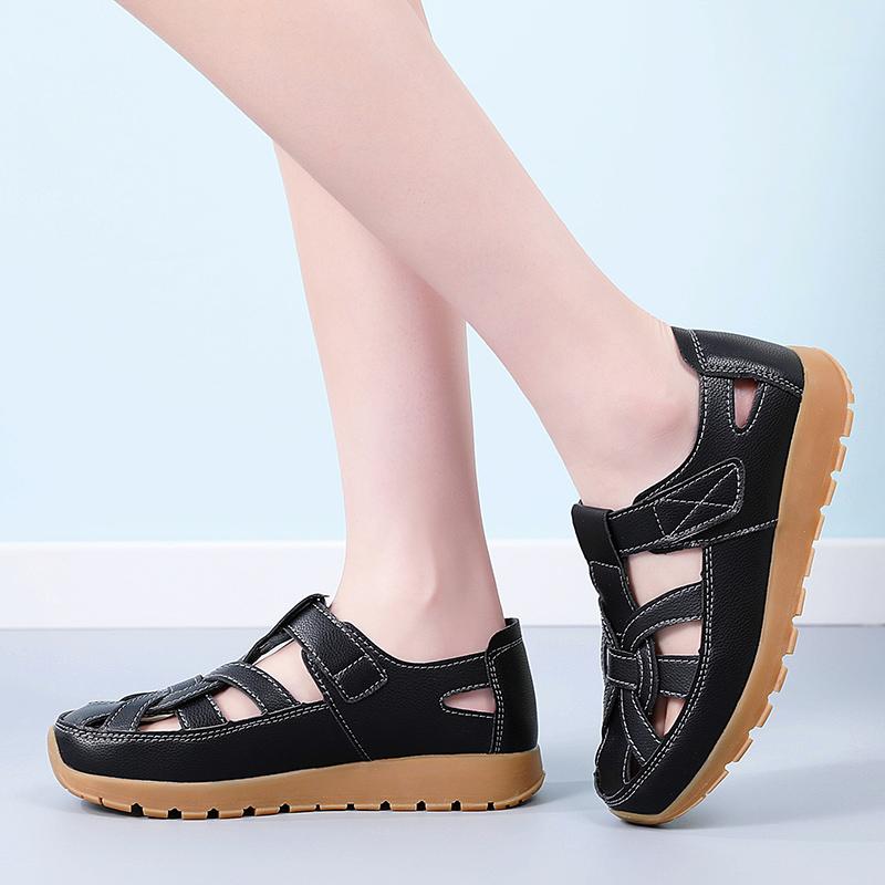 Women's Sandals Summer Essentials Mary Jane Black Beach Flat Shoes Casual Soft Roman Sandals for Girl Plus Size