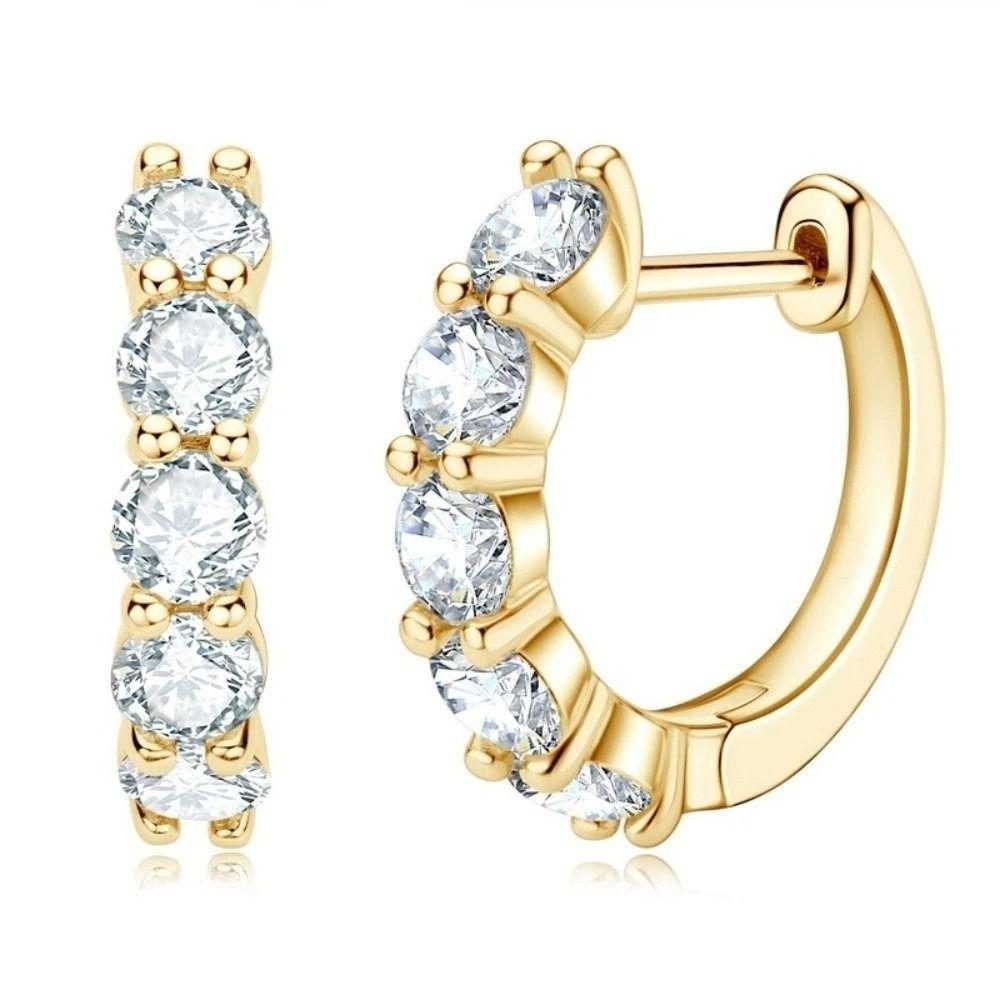 Minimalist Crystal Studded Earrings Temperament Plain Round Earrings Zircon Ear Stud  Wedding