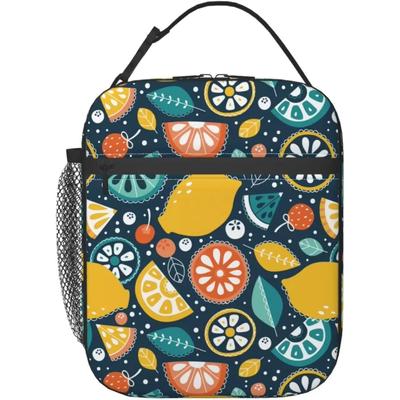 Borse Tote Estive Colorate con Frutta Fresca Borsa da Pranzo Portatile Isolata Porta Pranzo Ritorno a Scuola Picnic Ufficio Viaggio