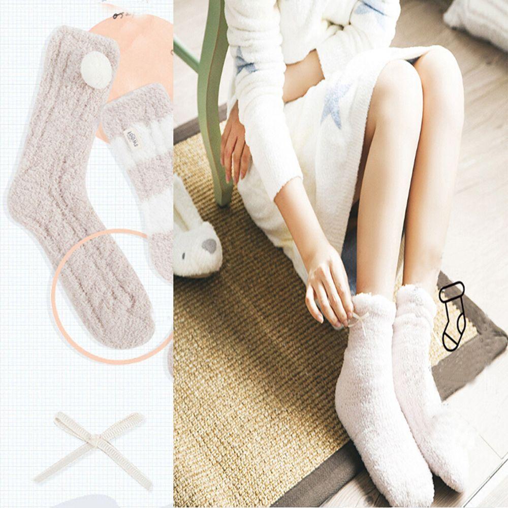 

One Size Fashion Winter Warm Soft Women Floor Socks Stockings Embroidered Velvet