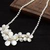 Handcrafted Natural Shell Entangle Floral White Pearl Beaded Short Necklace High End Luxury Choker Jewelry Gift for Lady