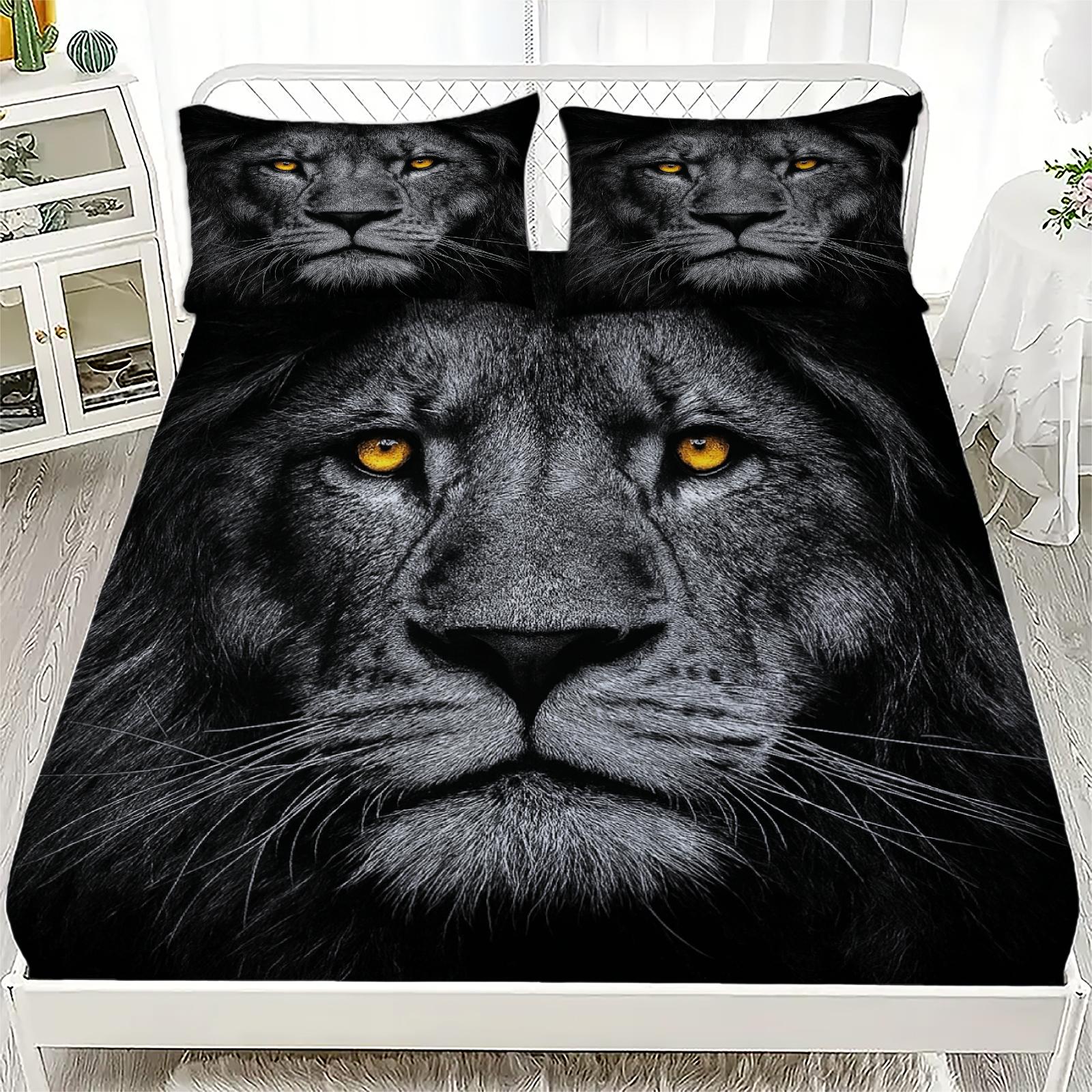 

Wild Animal Lion 3D Print Fitted Sheet Set 100% Polyester Mattress Covers Breathable Bedding Set Bedroom Decor 2 Pillowcase Twin99x190x25cm