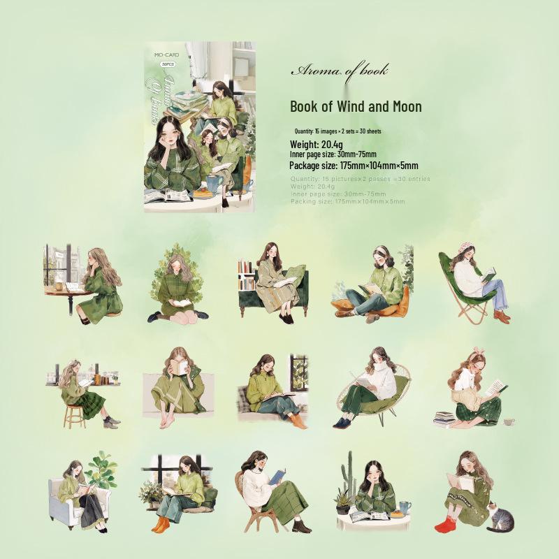 Jilv Momo PET White Ink Stickers: Elegant Retro Reading Series for DIY Journal Decoration