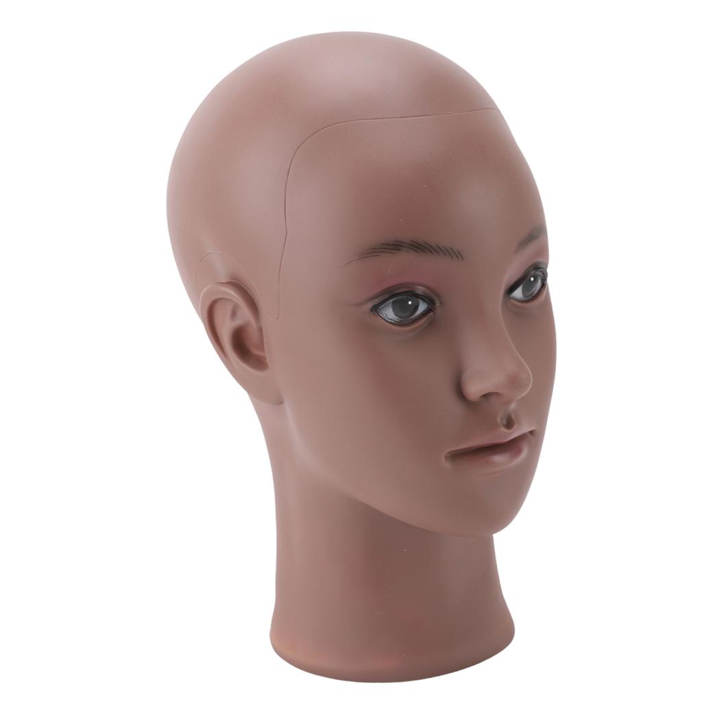 Female Bald Manikin Head Makeup Practice Washable PVC Mannequin Head Stand for Wig Making Hat Display