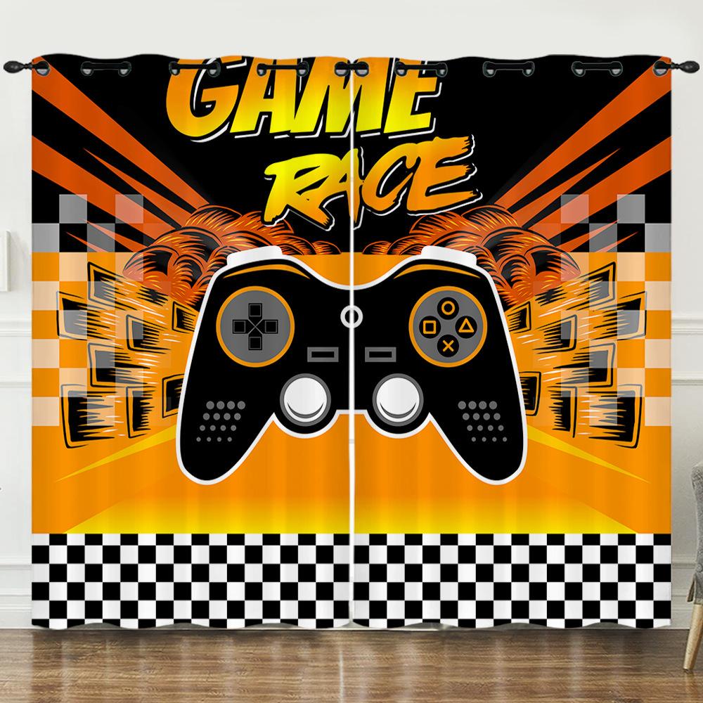 Gamepad Gamer Mobile Game Elements 3D Digital Printing Curtain Blackout Punching
