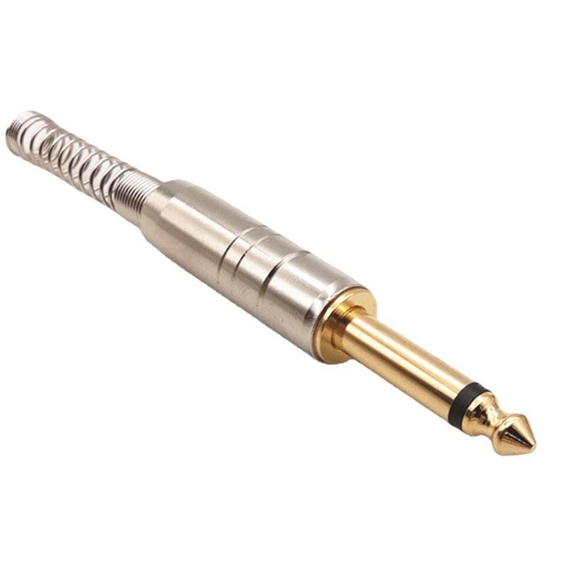 Позолоченный 6,35 мм моно паяный штекер для гитары