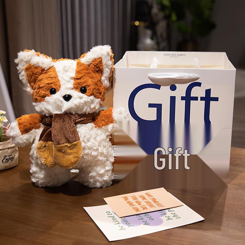 Adorable Corgi Puppy Plush Scarf Doll - Perfect Birthday Gift for Girls