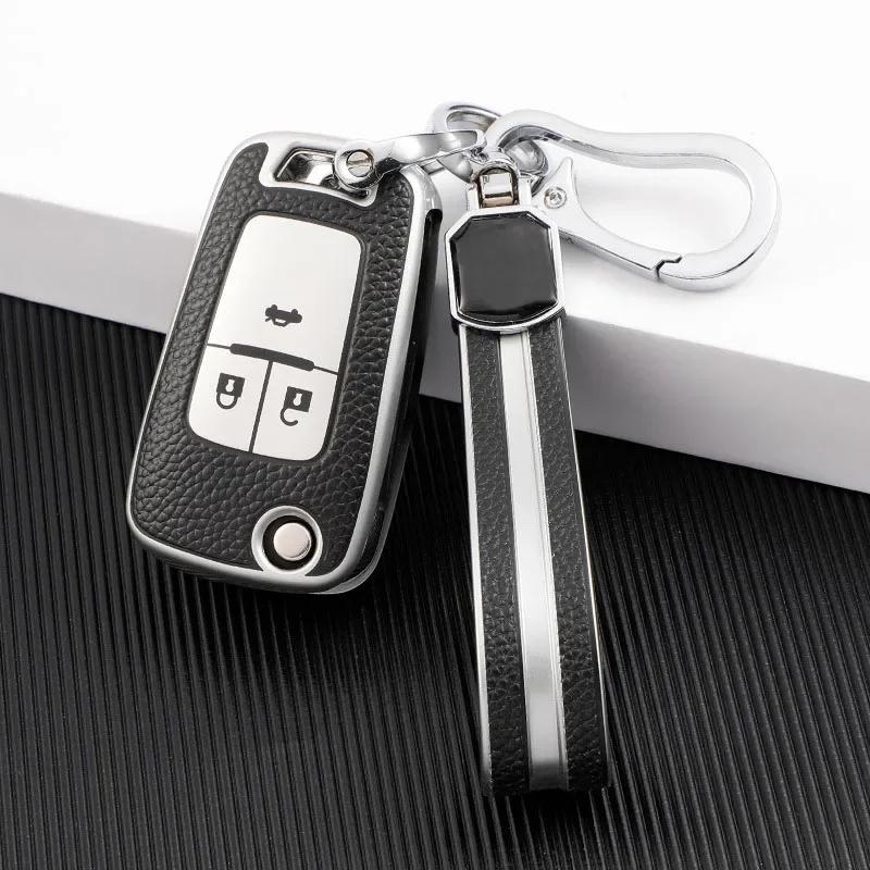 Kožené skládací pouzdro na klíč od auta pro Chevrolet Cruze Aveo Trax Sail Malibu Captiva Opel Vauxhall Astra J Corsa Insignia Mokka