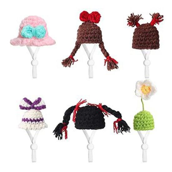 1 Set Goose Statue Mini Knitted Hat with Adjustable Strap Desktop Goose Crochet Cap