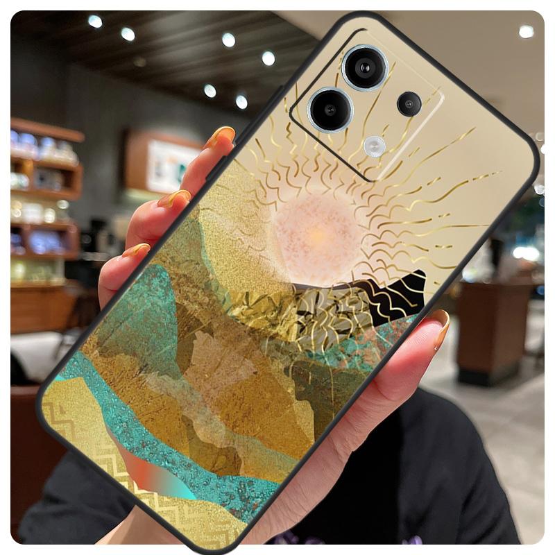 Gold Landscape Painting Case For Xiaomi Redmi Note 14 10 13 12 11 15 Pro Plus Cover For Redmi 15 15C 12C 13C 14C 10C