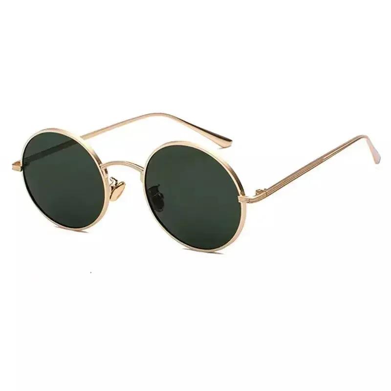 New Gold Round Metal Frame Sunglasses Men Retro Summer Style Women Red Lens Sun Glasses Unisex Yellow Pink Black
