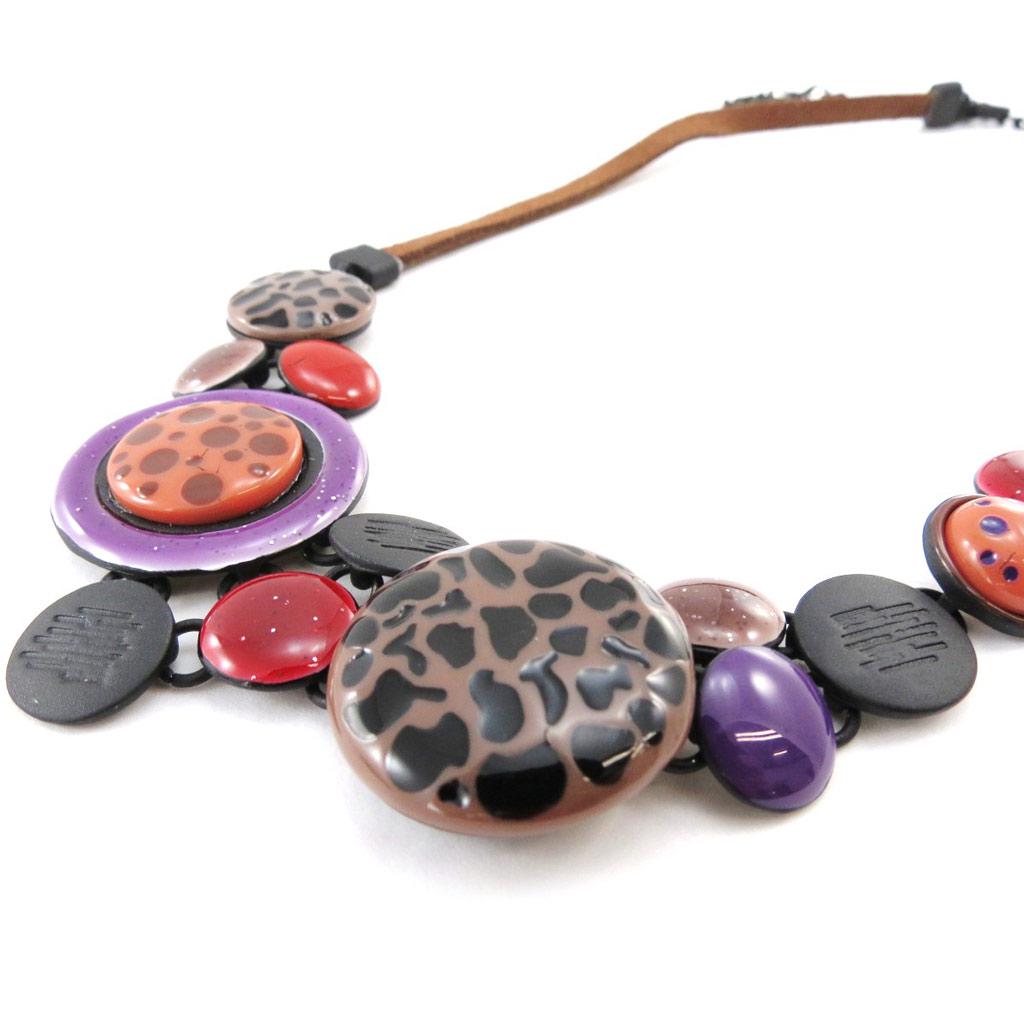 NOA [J2169] - Collier Créateur 'Safari' marron violet