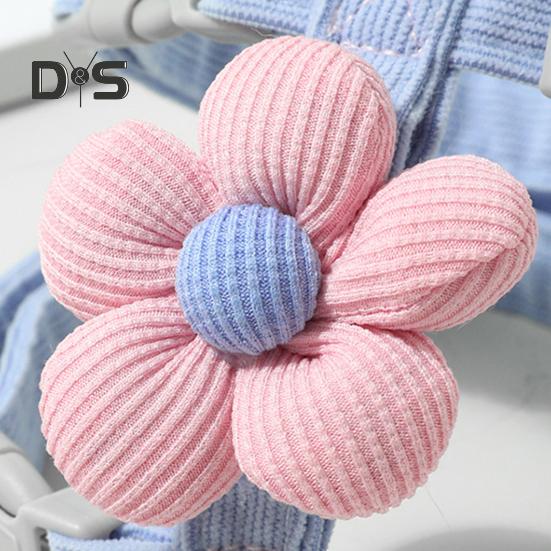 Set Ham Pisică Lesă Guler pentru Plimbat Reglabil Strat Dublu Ham Animal de Companie cu Decor Floral Guler Animal de Companie Anti-Evadare Lesă pentru Pisici Mici Medii