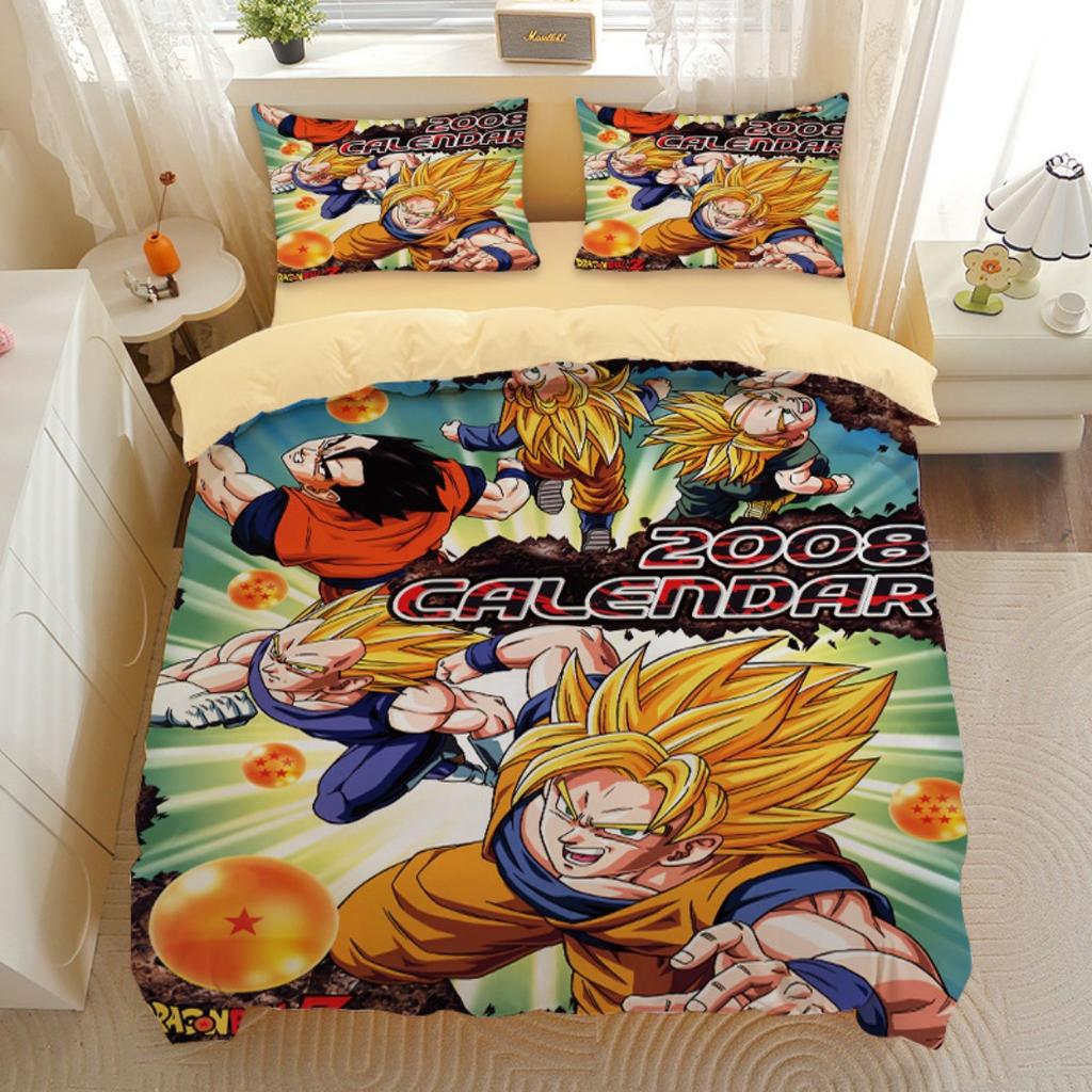 Японское Аниме Dragon Ball Постельное Белье Гоку Супер Сайян Пододеяльник Наволочка 2/3шт 3D Принты для Подростков Покрывало