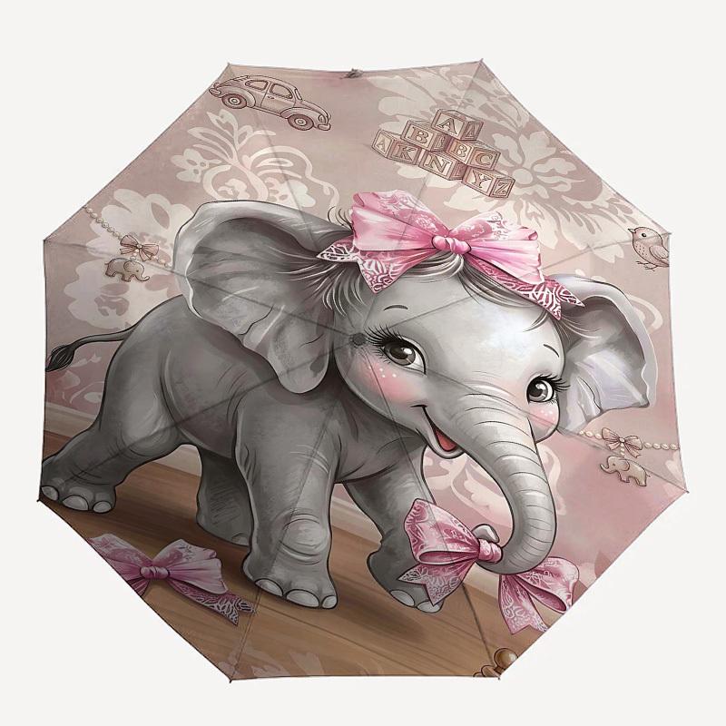 

1PC Elephant Bow Umbrella-8-Rib Reinforced, Automatic Open, Lightweight & Durable, Fashion Accessory for Outdoor, Beach L0385