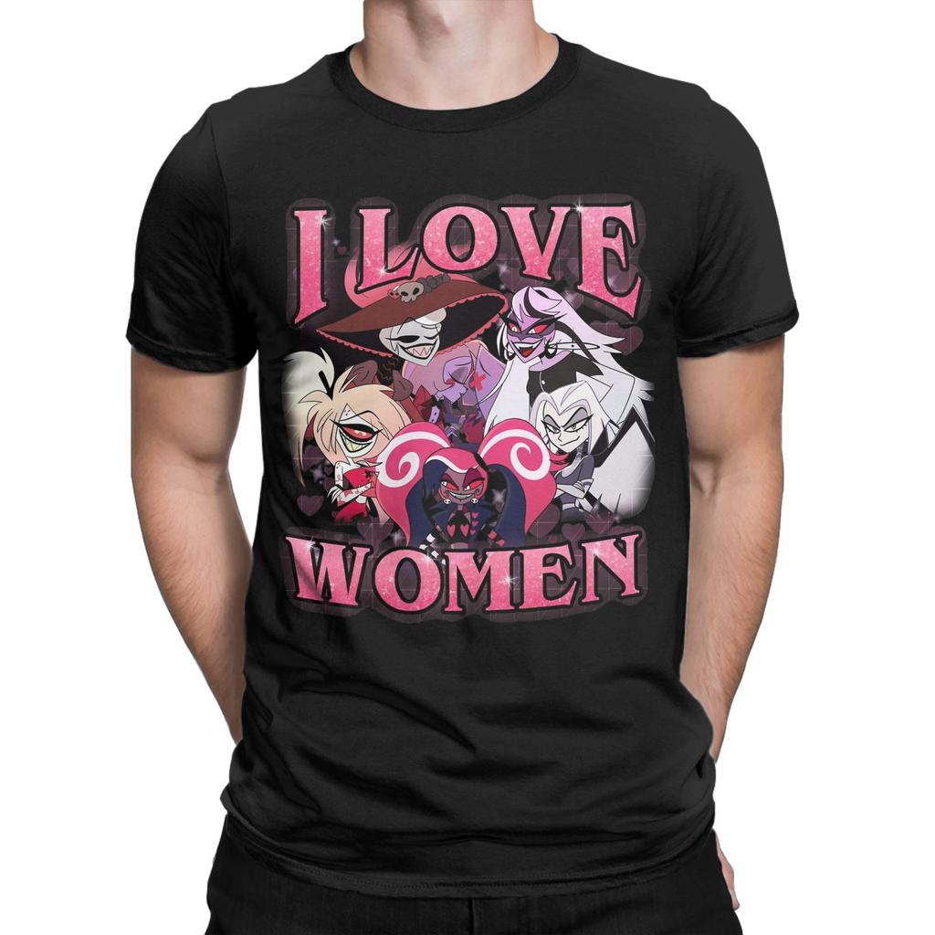 Hazbined Hoteled I love women T Shirt for Men 100% Cotton for Male T-Shirts Round Collar Tees Short Sleeve Tops Plus Size