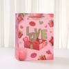 12pcs Valentines Day Gift Tote Bags Pink Hearts and Balloons Paper Present Bags Romantic Party Favor Shopping Bags