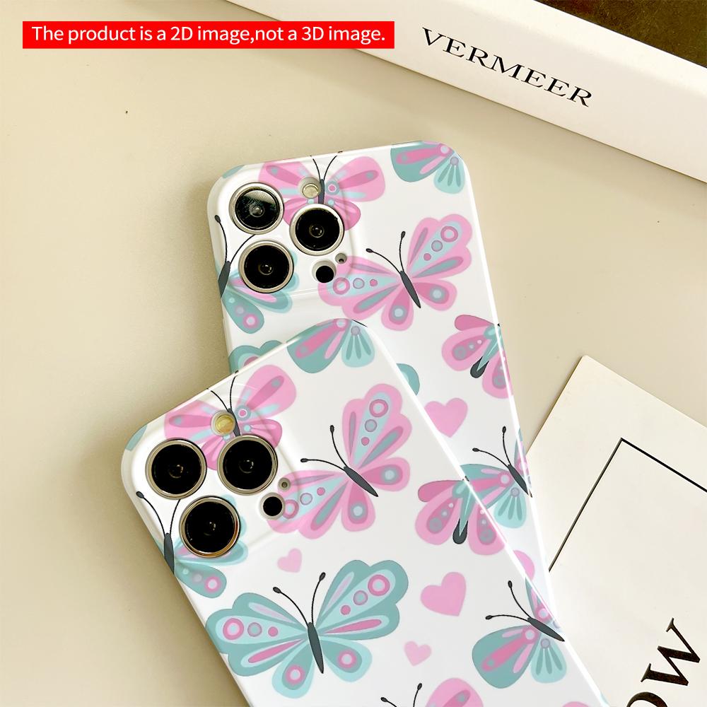 Pastel Butterflies & Hearts Phone Case All inclusive film hard phone case, compatible with iPhone 18 Pro Max 17 16 15 14 13 12 11