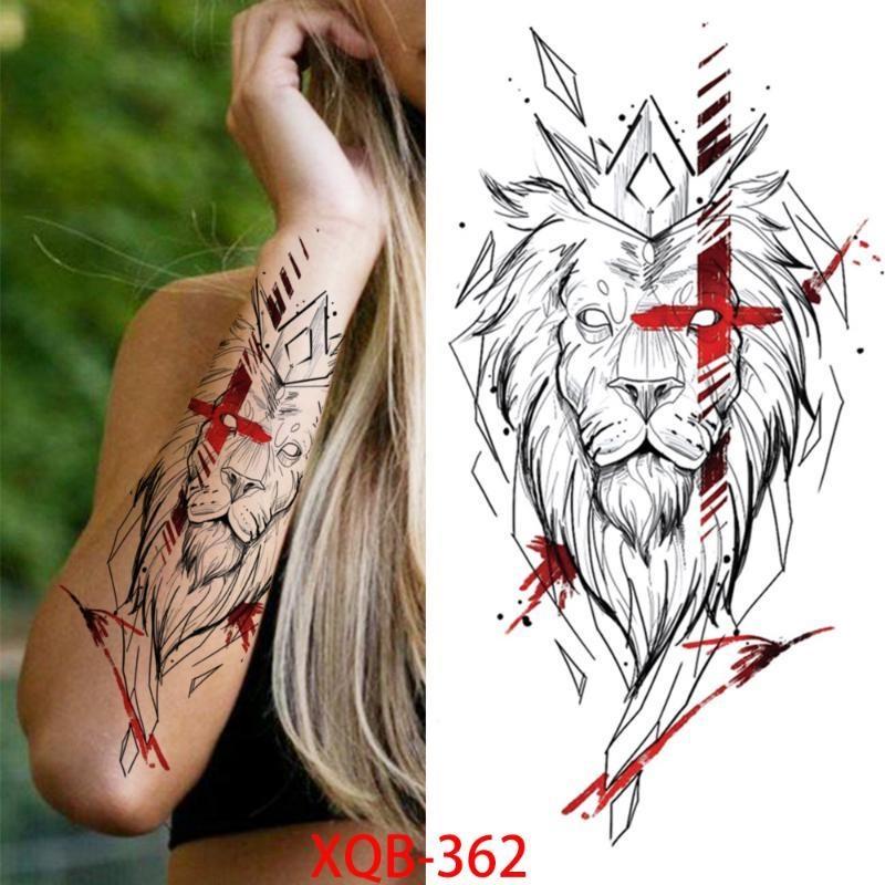 1 stk 210*114MM Havfrue Midlertidig Tatovering For Kvinner Menn Realistisk Rev Løve Blomst Tatoveringer Klistremerke Rygg Arm Engangs Død Hodeskalle Falsk Tatovering