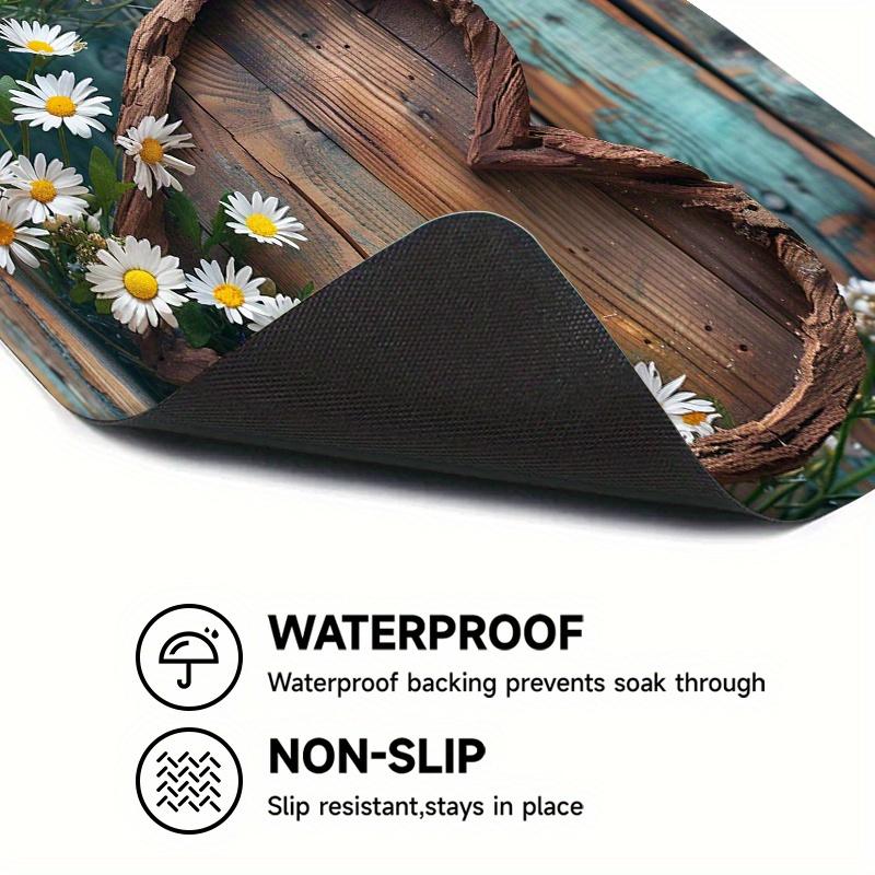 1Pcs Rubber Drying Mat With Daisy Heart  Print For Coffee Shop Restaurant Kitchen Carpet Tableware Durable Diatom Mud Table Mat Pet Mat Coffeeware