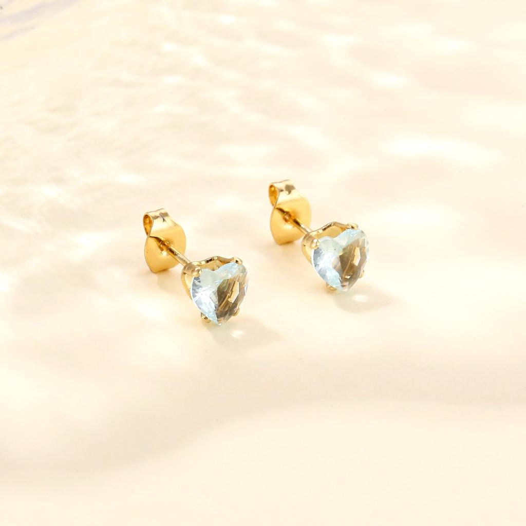 Elegant Stainless Steel Heart Zircon Stud Earrings, Light Luxury & Versatile Design.