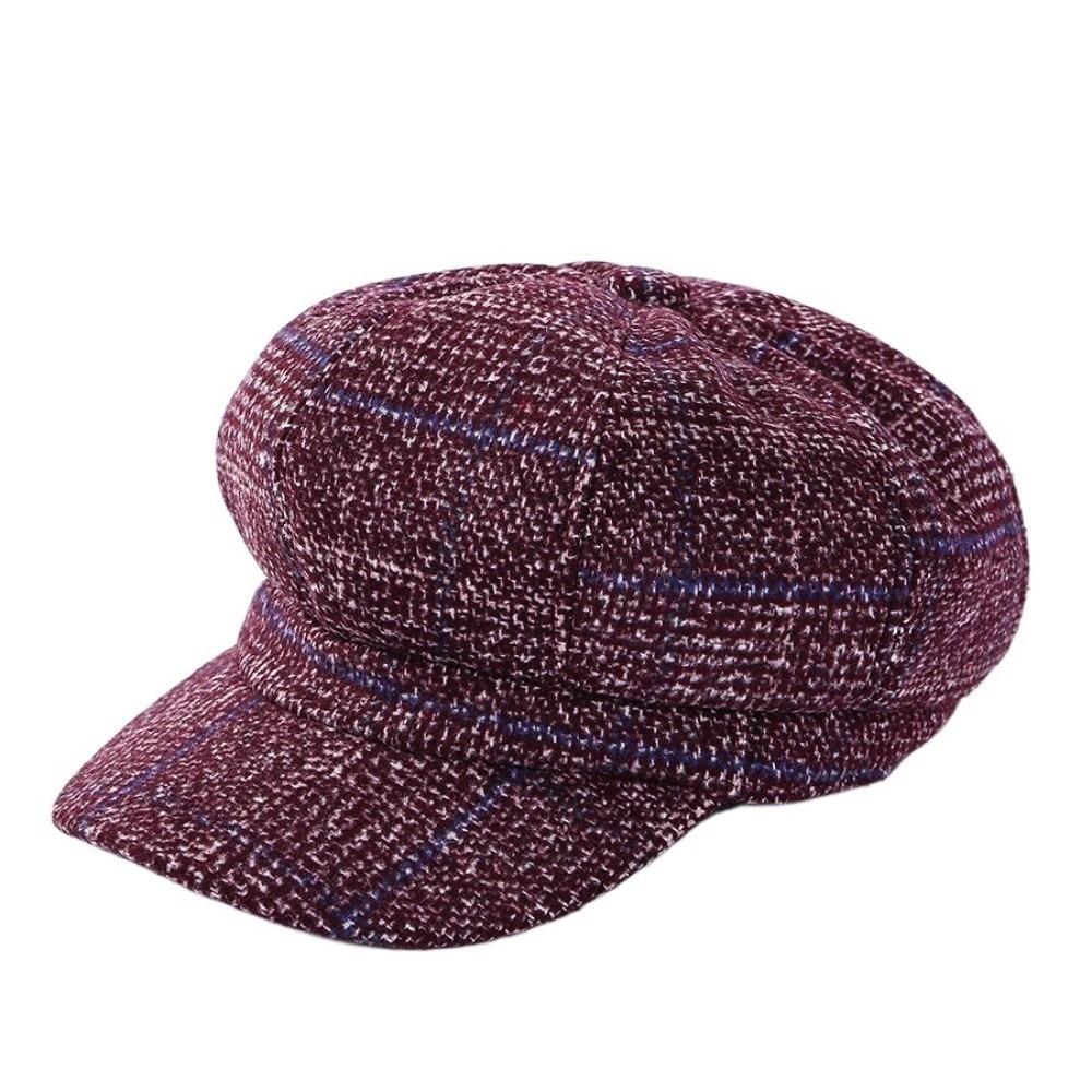 Plaid Design Woolen Hat Ear Protection Keep Warm Painter Caps Thick Material Korean Style British Berets Outdoor Activities