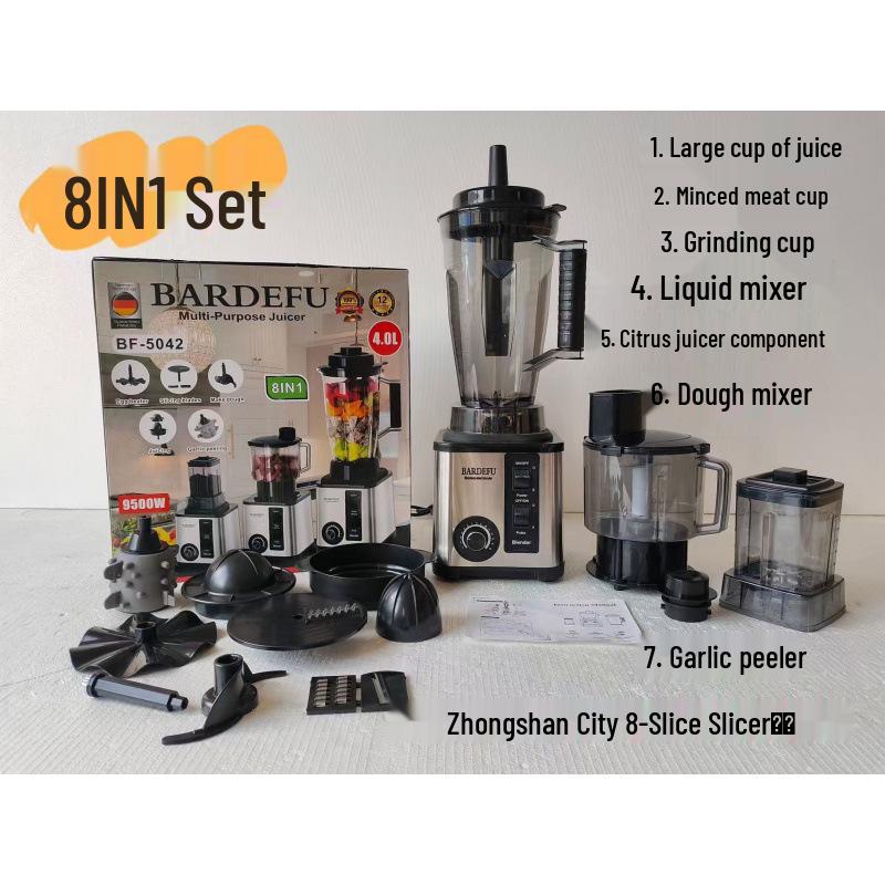 

8-in-1 High-Power Stainless Steel Blender: Meat Grinder, Ice Crusher, Juicer with 4L Capacity