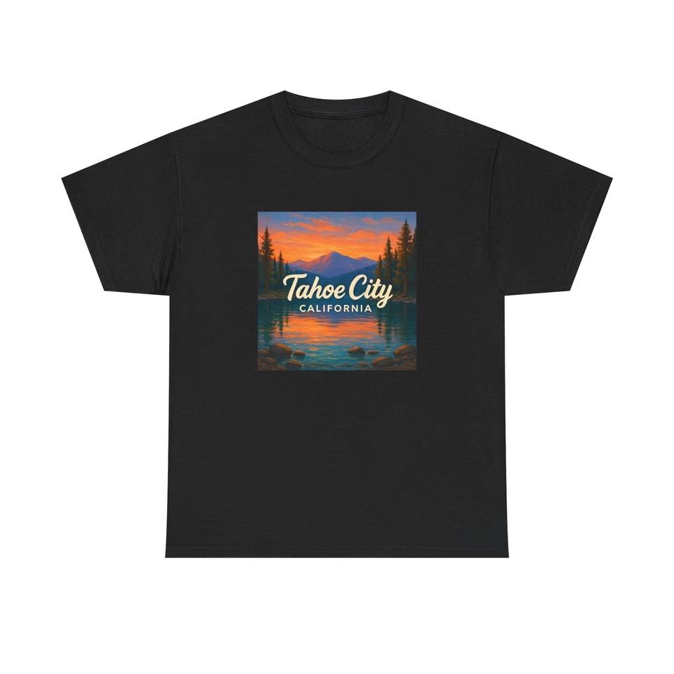 Unisex Adult T Shirt Tahoe City CA Alpine Lake Sunset 4XL