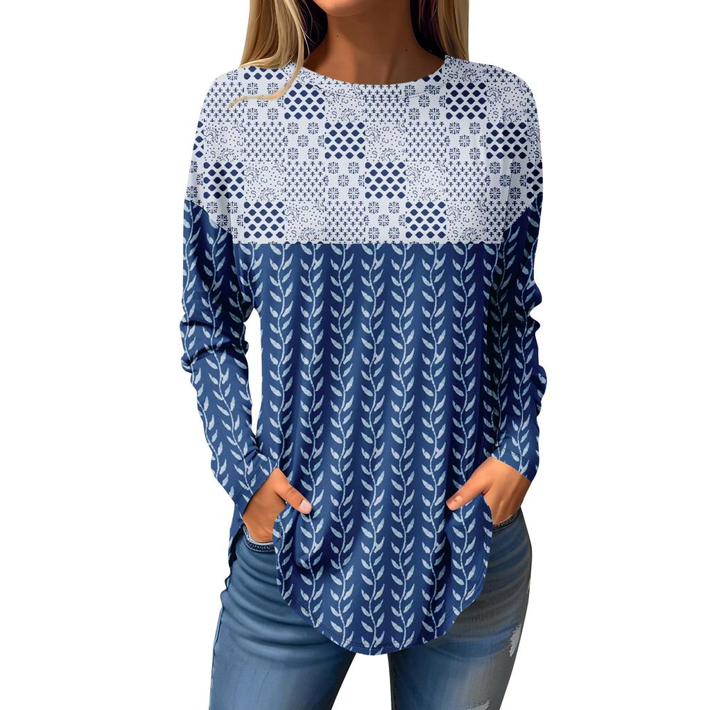 Magliette da Donna Autunno Casual Manica Lunga Felpa Stampa Natalizia Top Pullover