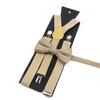 Men Kids Yellow Khaki Brown Suspender Bowtie Set Elastic Adjustable Y-Back Braces Straps Daily Father-Child Braces Accessory