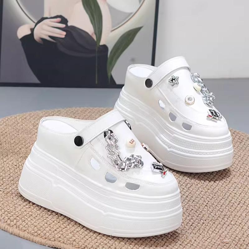 Fashion 11CM Chunky Platform Sandals for Women Summer Thick Bottom Clogs Slippers Woman Closed Toe Non-Slip Beach Garden Shoes Slide