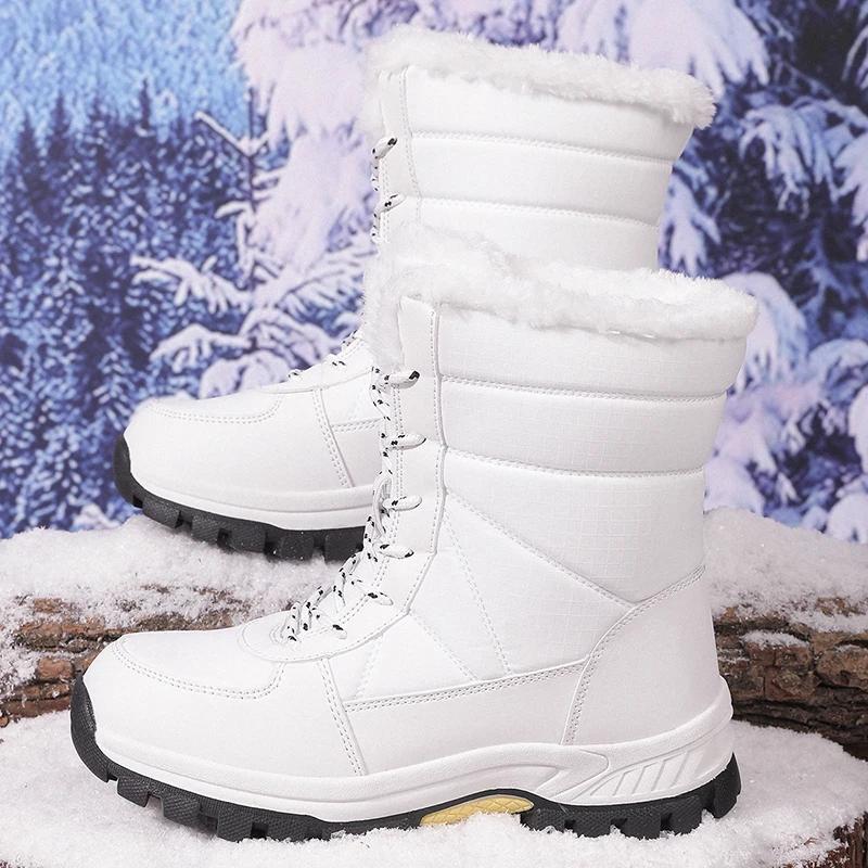 Women's Fashion High-top Snow Boots, Plus Velvet Warm Waterproof Platform Shoes, Comfortable Non-slip Outdoor Cotton Sports Boots
