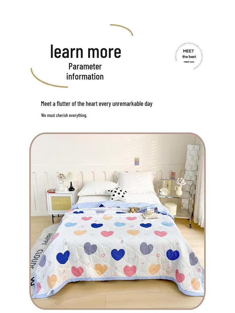 Washable Cotton Summer Quilt - Single & Double Sizes, Perfect for Naps & Gifts